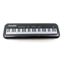 Plumier negro ""Music always be with you"" con lápices y clips Black Negro