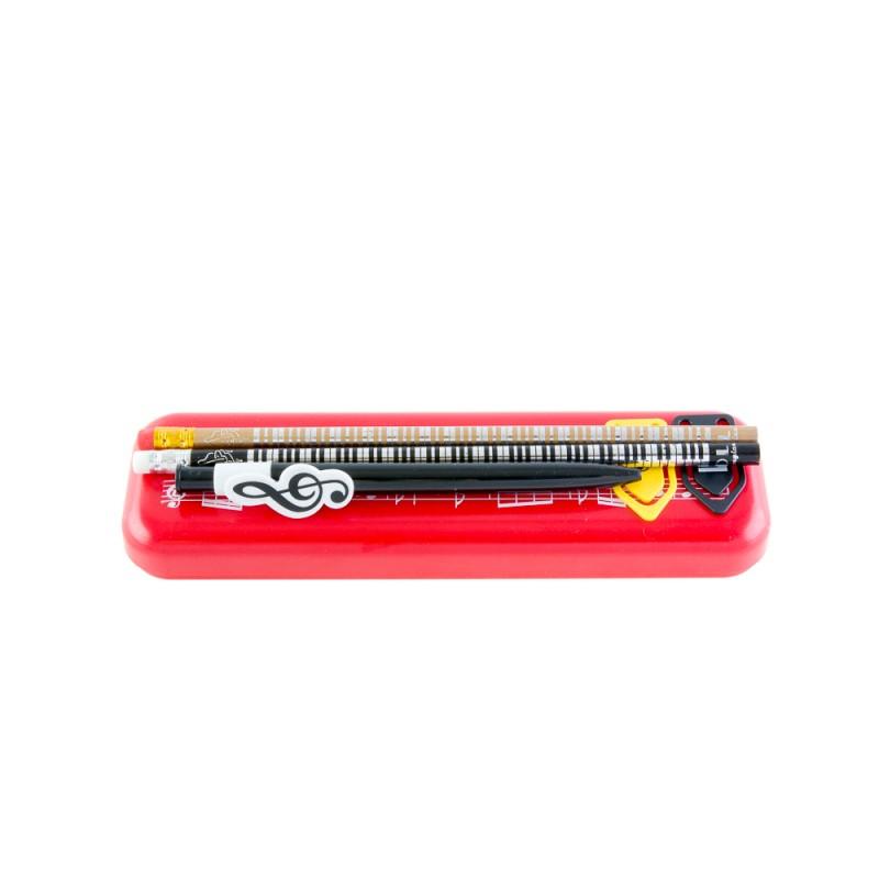Plumier rojo ""Music always be with you"" con lápices y clips Red Rojo Plumier rojo ""Music always be with you"" con lápices y clips Red Rojo