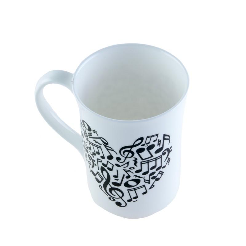 Taza porcelana corazón notas musicales Taza porcelana corazón notas musicales