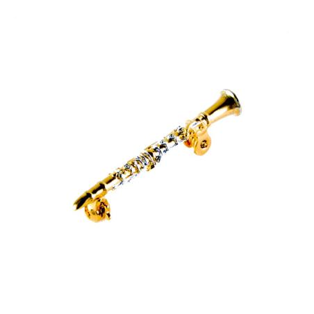 Broche 3D clarinete plateado/dorado