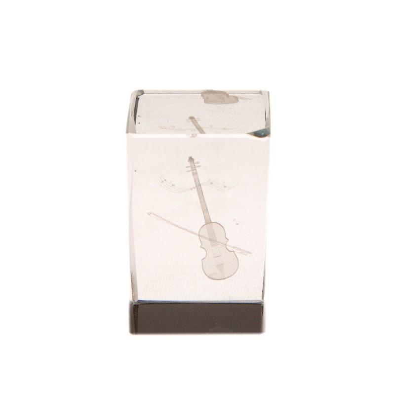 Cubo de cristal con violín 3D Cubo de cristal con violín 3D