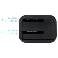 Tooq tqds-805g dock station doble bahía hdd gris